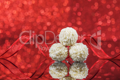 White snowball Chocolate on glass table