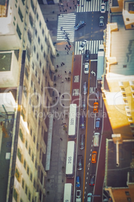 aerial view of a crowded street in New York