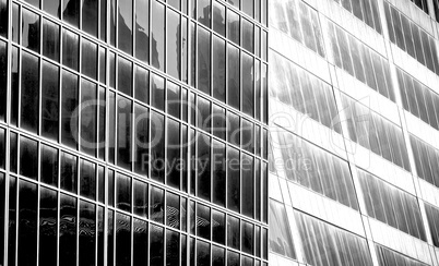 black and white patterned glass windows