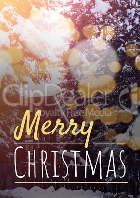 merry Christmas text on snow background