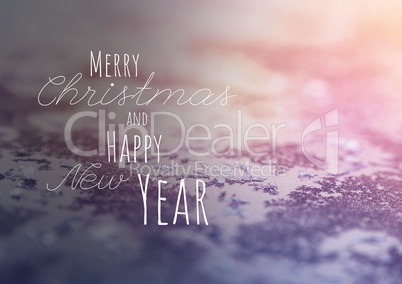 merry Christmas and happy new year text on snow background