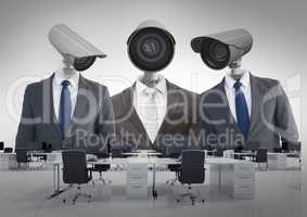 Businessmen with CCTV head at office