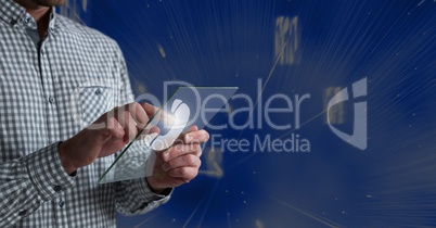 man holding glass interface