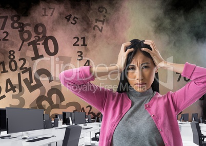 frustrated woman doing calculations