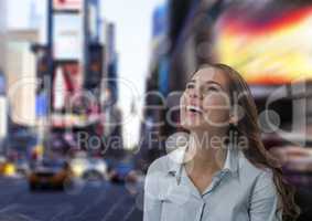 woman looking up