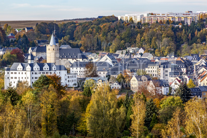 Zschopau with Wildeck castle in Saxony