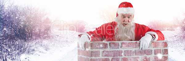 Santa with Winter landscape in chimney
