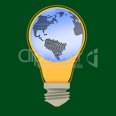 Lightbulb with globe, 3-Illustration