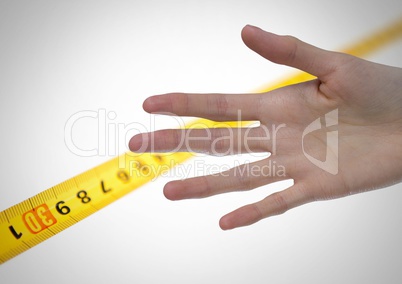 Measuring tape and size of long hand and fingers