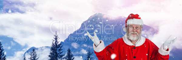 Santa Claus in Winter with hands open