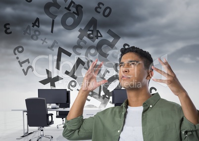 frustrated man doing calculations