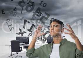 frustrated man doing calculations