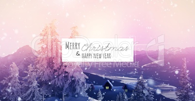 merry Christmas and happy new year text on snow background