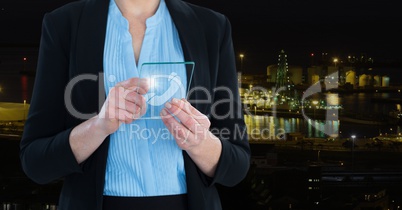 woman holding glass interface