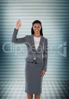 Businesswoman waving with ridges