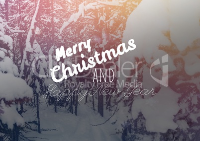 merry Christmas and happy new year text on snow background