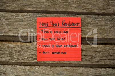 New year resolution written on sticky notes
