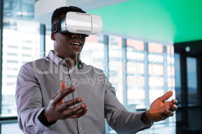 Man using virtual reality headset