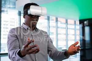 Man using virtual reality headset