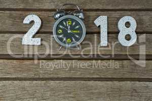New year 2018 with clock reach 12.00 clock mid night