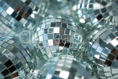 Close-up of mirror balls