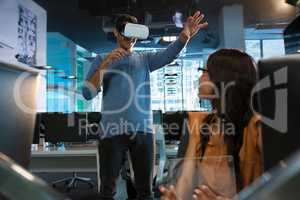 Executives using virtual reality headset