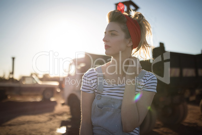 Woman standing on a sunny day