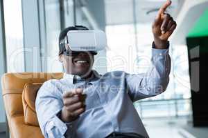 Man using virtual reality headset