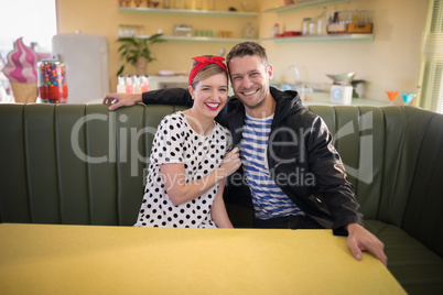 Couple relaxing in restaurant