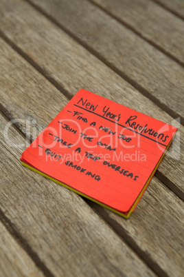 List of new years resolution written on sticky notes