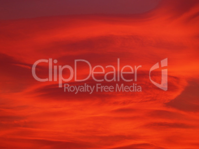 red sunset sky with clouds background