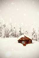 Little Wood house in the snow