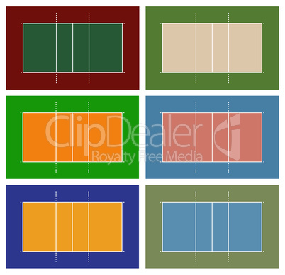 Illustration of different volleyball court