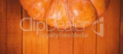 Overhead view of pumpkin on table