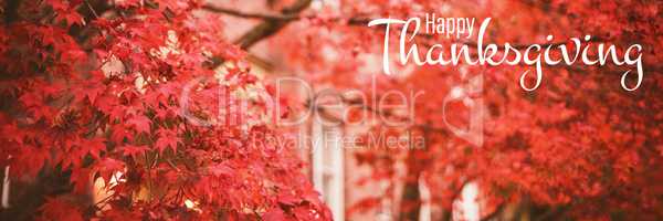 Composite image of illustration of happy thanksgiving day text greeting