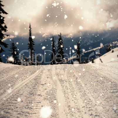 Road coated of snow in mountain