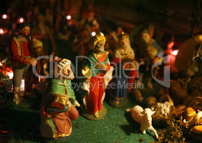 Christmas nativity scene with the Three Wise Men