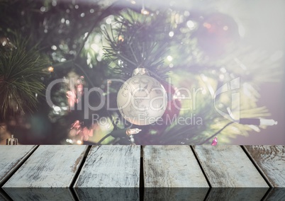 Wooden floor with Christmas theme background