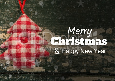 merry Christmas and happy new year text on Christmas background with snow