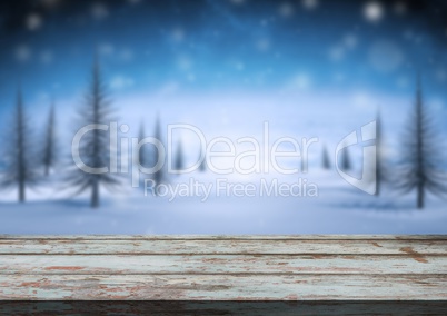 Wooden floor with Christmas theme background