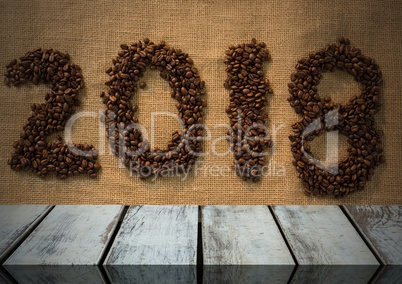 Wooden floor with 2018 background