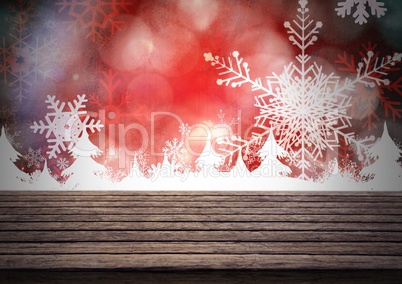 Wooden floor with Christmas theme background