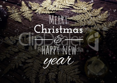 merry Christmas and happy new year text on Christmas background with snow