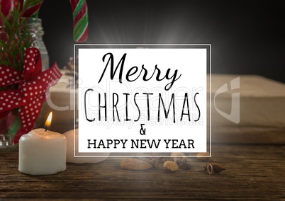 merry Christmas and happy new year text on christmas background