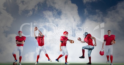 american football players wide  on field