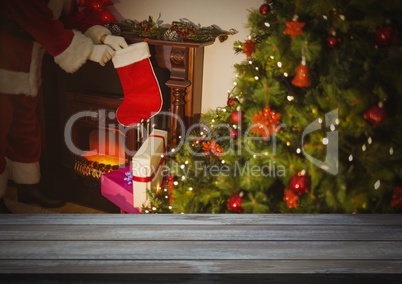 Wooden floor with Christmas theme background