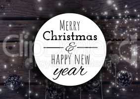 merry Christmas and happy new year text on Christmas background with snow