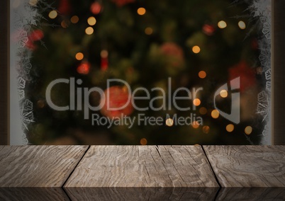 Wooden floor with Christmas theme background