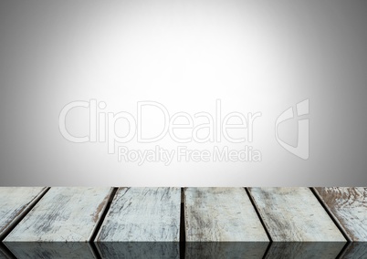 Wooden floor with white vignette background