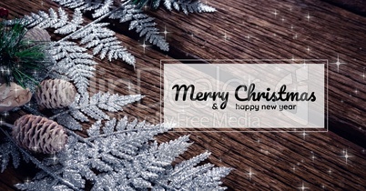 merry Christmas and happy new year text on Christmas background with snow